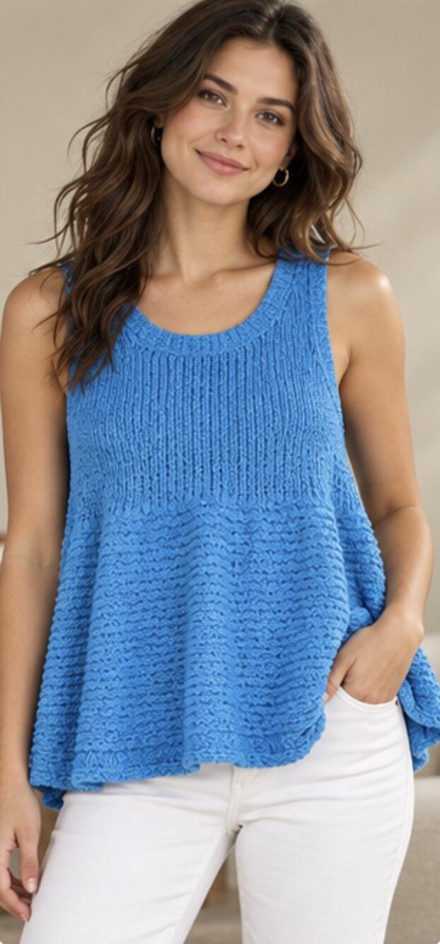 NWT Pilcro Anthropologie Cotton Swing Sweater Tank Women’s M Neon Blue $88